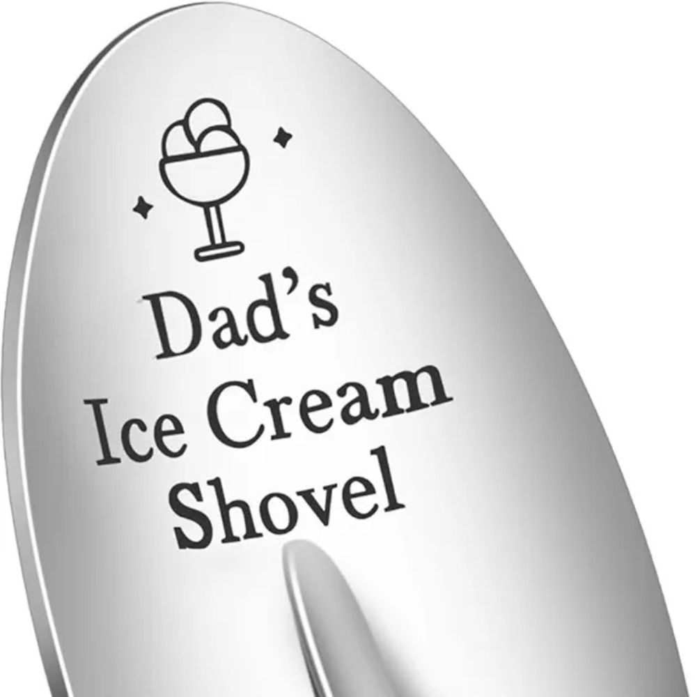 NEW GIFT Box Dad's Ice Cream Shovel Spoon Novelty Stainless Steel Silver